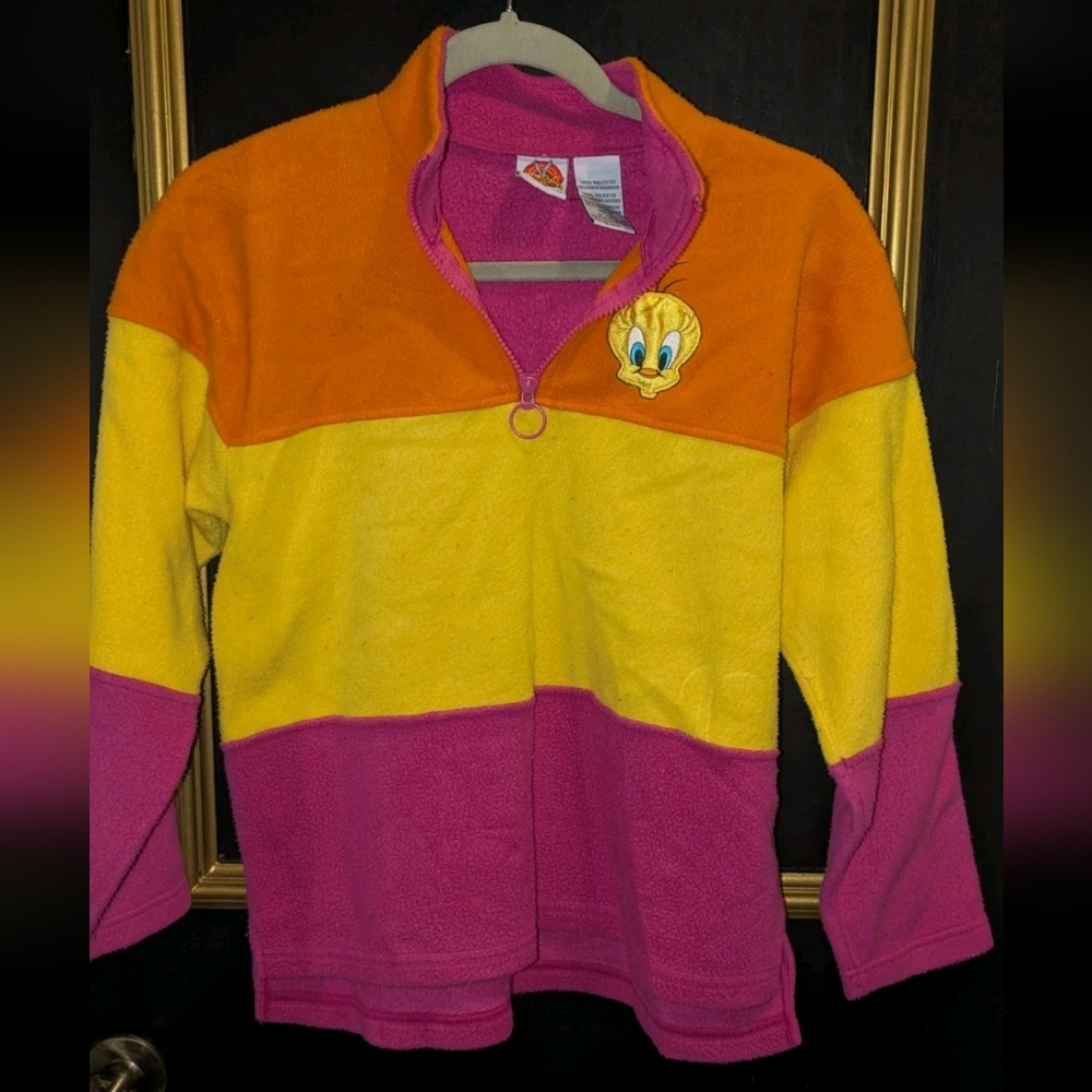 Warner Bros. Tweety Colorblock Fleece Top - Orange, Yellow, Pink